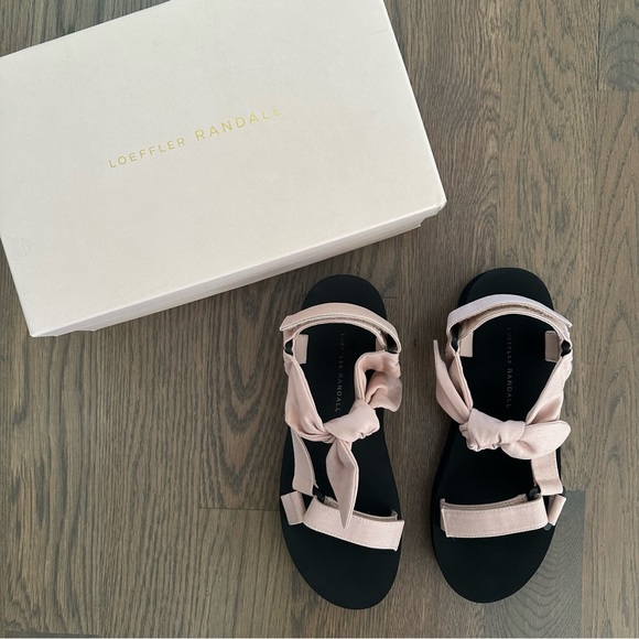 NIB Loeffler Randall Women's Maisie Linen Cotton Sport Sandals Berlap/Black 9.5M - Picture 2 of 7